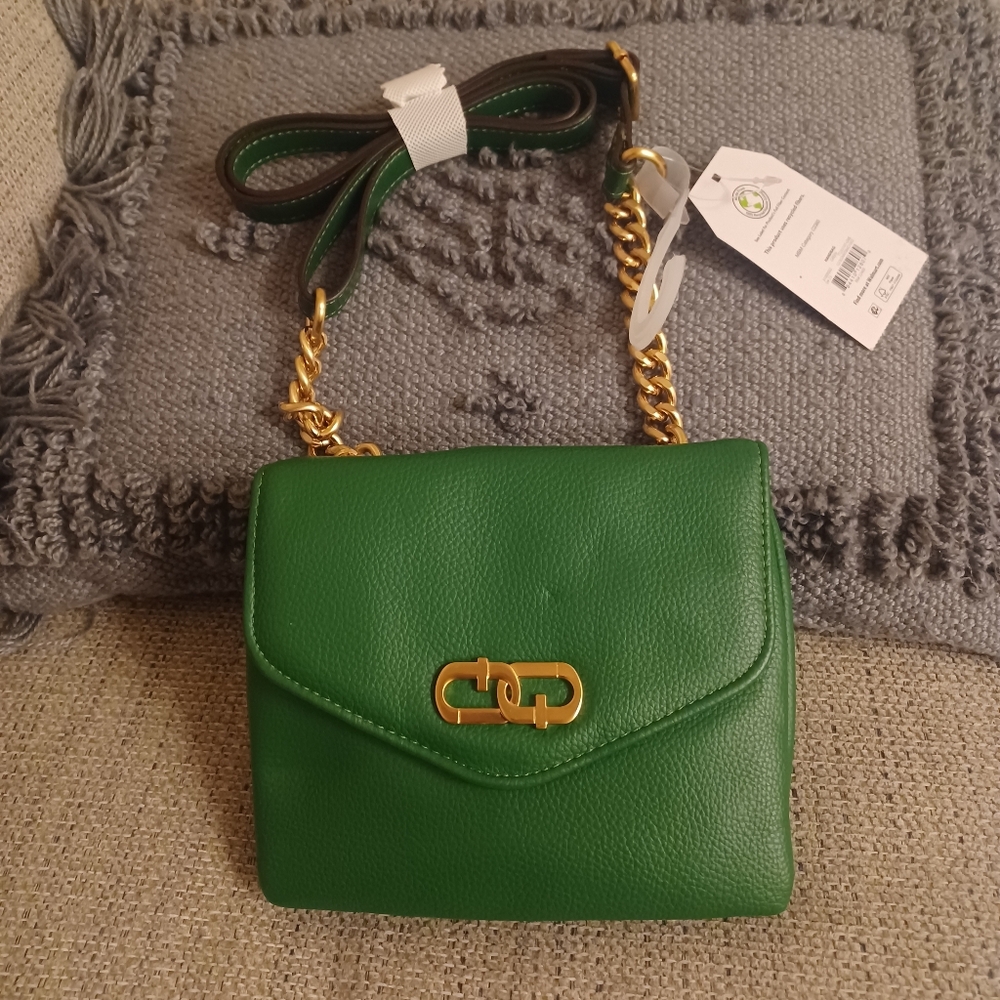 NEW Time And Tru Green/gold Crossbody Purse